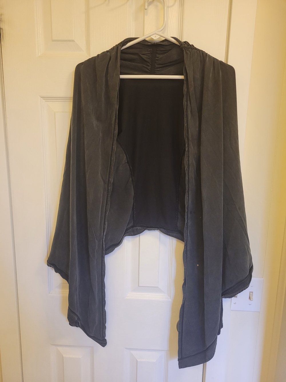 Lightweight Draped Open Cardigan - Slate Gray